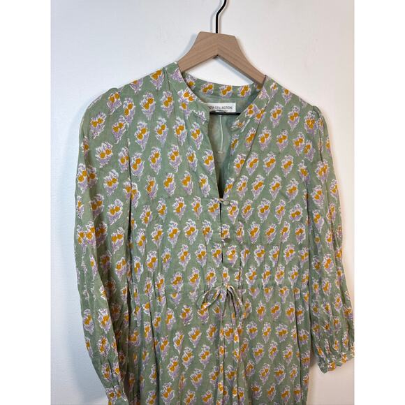 Emerson Fry India Collection Organic Cotton Floral Maxi Dress in Sage Green - Sm - Picture 4 of 7